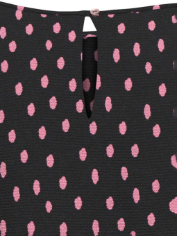 Only Carmakoma LUX IVA - Sort bluse med pinke dråber