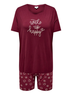 Only Carmakoma TUPPA - NATSÆT i bordeaux med shorts og T-shirt
