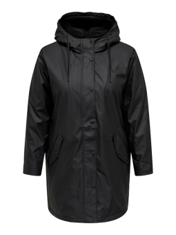 Only Carmakoma NEWSALLY - Sort regnjakke med varmt teddy-for