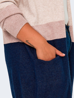 Only Carmakoma STONE - Blå og beige strik cardigan