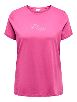 Only Carmakoma PARISSO - Pink T-shirt i økologisk bomuld