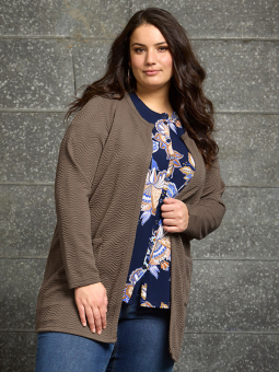 Zhenzi REIMER - Lys brun cardigan med jacquard struktur