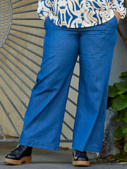 CARLY - Blå 7/8 bukser med lige ben