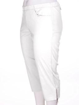 Zhenzi JAZZY - Hvide capri bukser med lynlås detalje