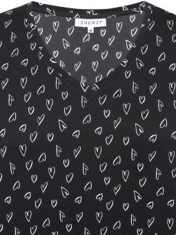 Zhenzi Sort t-shirt i lækker økologisk bomuld med hvide hjerter