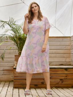 Zhenzi Smuk chiffon kjole i flotte farver