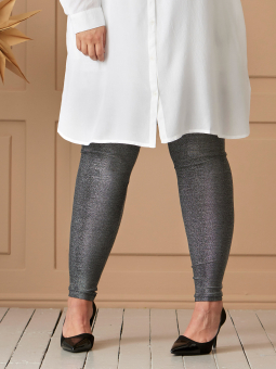 FREDA - Sorte leggings med mønster i læderlook