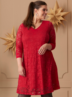 Zhenzi NEOLA - Rød blonde kjole med viskose underkjole