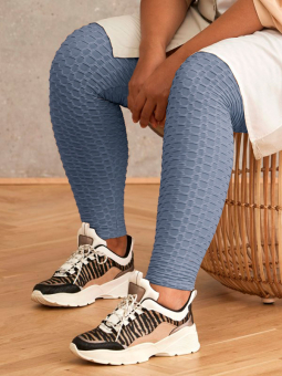 Zhenzi Romy - Blå strækbar leggings med flot struktur 