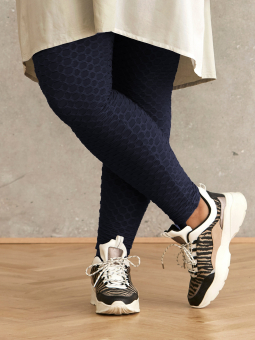 Zhenzi ROMY - Marine blå stretch leggings med 3-D struktur