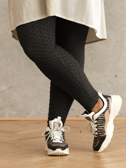 Twist - Sorte leggings med lomer i kraftig viskose med stretch