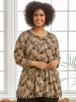 MAELIE - Lilla bluse i crepet viskose med print