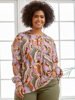 Zhenzi MAELIE - Lilla bluse i crepet viskose med print