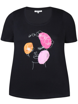 Zhenzi ANNABEL - Sort bomulds t-shirt med smart tryk