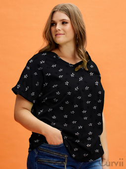 Zhenzi ALBERTA - Sort T-shirt i bomuld