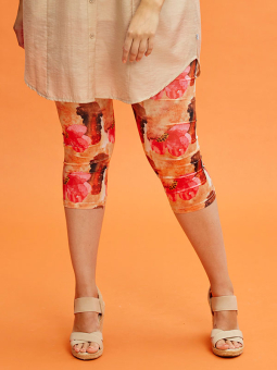 Zhenzi SUSA - Orange 3/4 leggings med blomsterprint