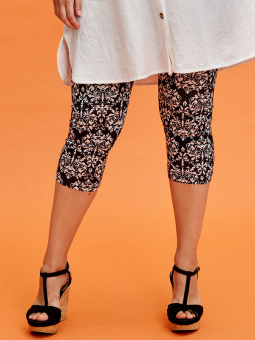 Zhenzi Susa - Sorte 3/4 leggings med lyst print