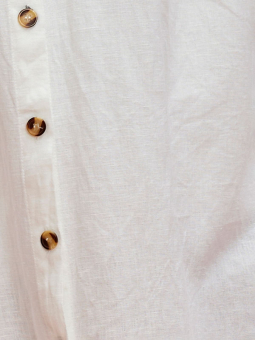 Zhenzi SAVANNA - Lang hvid skjorte i bomuld og hør