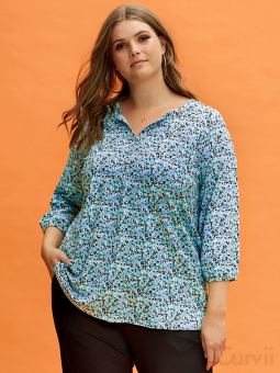 SYVLA - Jersey bluse med lyserødt blomsterprint