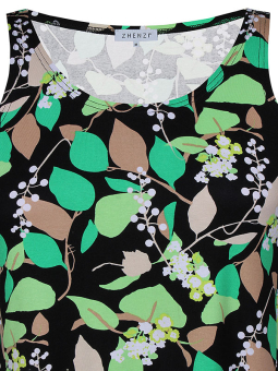 Zhenzi ESTELLE - Sort jersey kjole med grøn print
