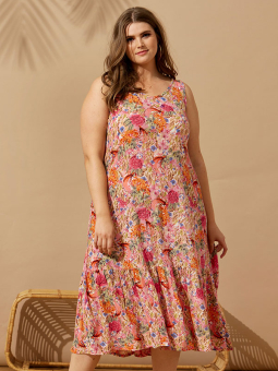 ESTELLE - Sort jersey kjole med pink print