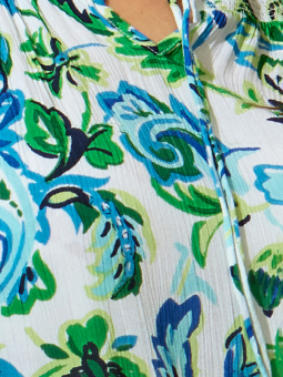 Zhenzi PAISLEE - Turkis printet bluse med elastikkant