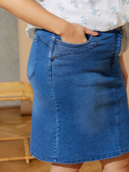 Zhenzi SIAN - Blå nederdel i strækbar bomulds denim 