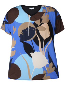 Zhenzi ARIELLA - Blå bluse med ensfarvet bagside