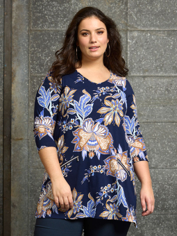 Zhenzi COLETTE - Blå jersey tunika med print