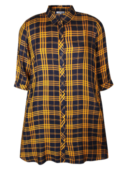LORELAI - Sort skjortekjole med lange ærmer