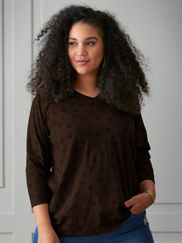 Zhenzi ALBERTA - Brun bomulds T-shirt med print