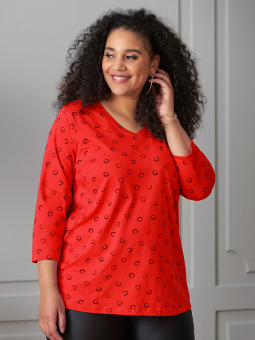 Zhenzi ALBERTA - Rød bomulds T-shirt med print