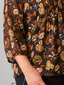 Zhenzi MELODIE - Brun chiffon bluse med indertop