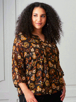 Zhenzi MELODIE - Brun chiffon bluse med indertop