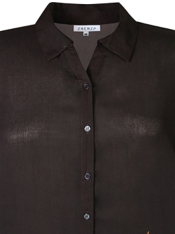Zhenzi OAKLYNN - Sort skjortetunika med safariprint