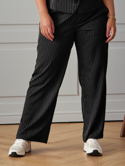 Zhenzi WHITNEY - Sorte habit bukser med hvide nålestriber