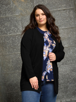 REIMER - Lys brun cardigan med jacquard struktur