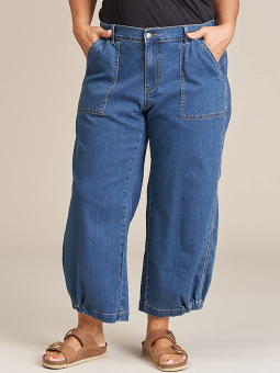 CLARA - Lyseblå culotte bukser i strækbar denim