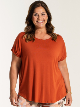 Gozzip GITTE - Brændt Orange bluse i viskose jersey med korte ærmer