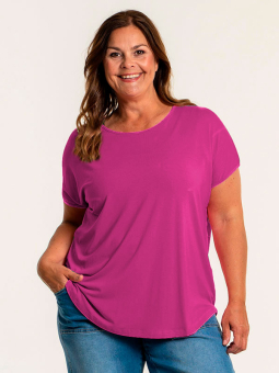 Gozzip GITTE - Fuchsia viskosebluse med korte ærmer