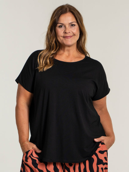 GITTE - Sort T-shirt med hvide striber