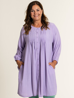 JOHANNE - Viskose skjorte tunika i lyserød med lommer