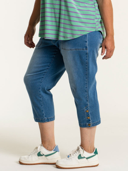 TWIST - Blå capri bukser i strækbar denim
