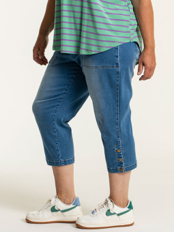 Gozzip CLARA - Løse capri bukser strækbar bomulds denim