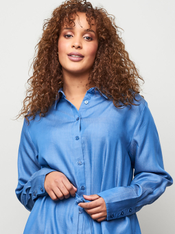 Aprico Lang blå skjortekjole i eksklusiv bæredygtig tencel kvalitet