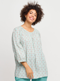 Adia Mint grøn viskose bluse med smart print