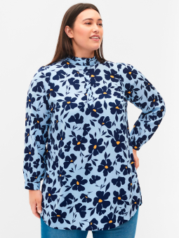 Zizzi Lyseblå tunika med blomster print