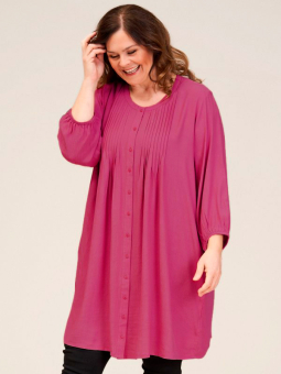 Gerda - Pink oversize skjorte tunika med flot blank viskose satin