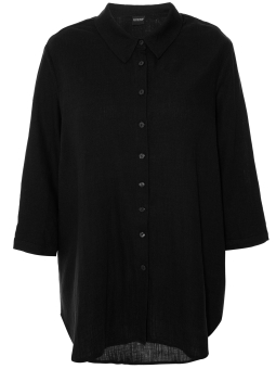 Car VANDA - Lang sort skjorte kjole i let viskose med stribet struktur