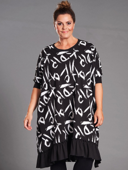 Gozzip Black LONA - Sort jersey tunika med hvid print